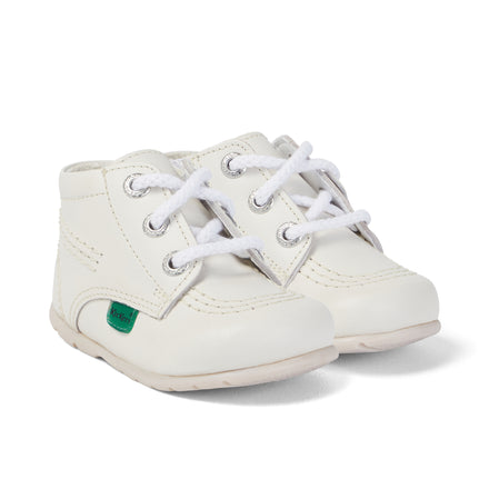Front ¾ right of Baby Kick Hi Leather White