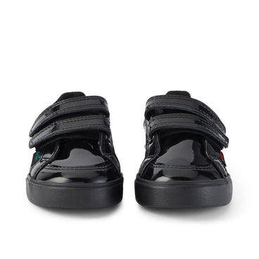Front view of Infant Girls Tovni Twin Vel Patent Leather Black