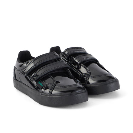 Front ¾ right of Infant Girls Tovni Twin Vel Patent Leather Black