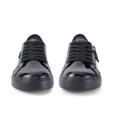 Front view of Junior Girls Tovni Lacer Patent Leather Black