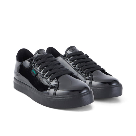 Front ¾ right of Junior Girls Tovni Lacer Patent Leather Black