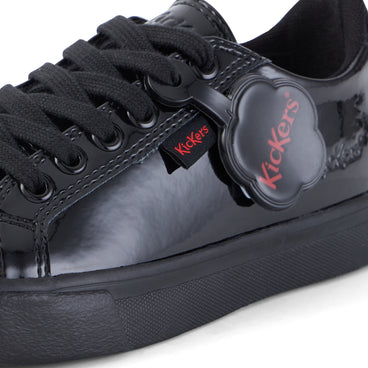 Detail view (close-up) of Junior Girls Tovni Lacer Patent Leather Black