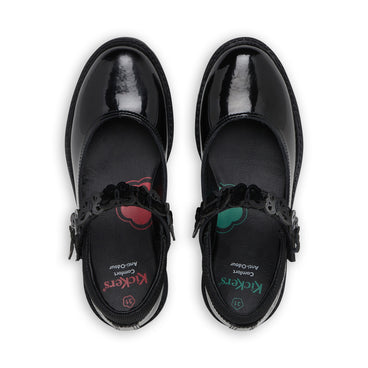 Detail view (Top view mapped) of Junior Girls Lachly Butterfly MJ Patent Leather Black