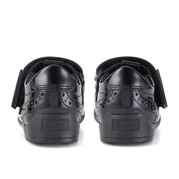 Back view of Infant Girls Bridie Brogue T-Vel Patent Leather Black