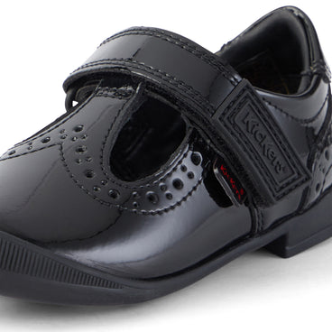 Detail view (close-up) of Infant Girls Bridie Brogue T-Vel Patent Leather Black