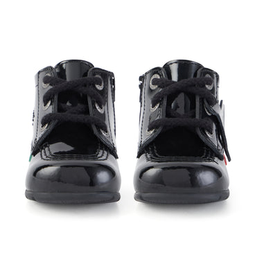 Front view of Baby Kick Hi B Zip Patent Leather Black