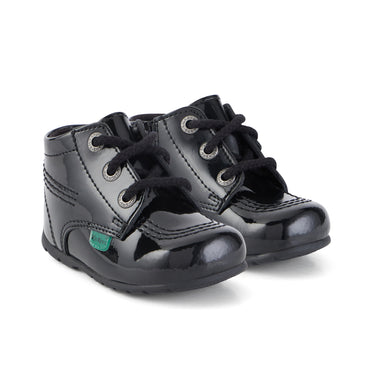 Front ¾ right of Baby Kick Hi B Zip Patent Leather Black