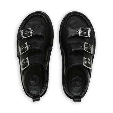 Detail view (Top view mapped) of Adult Women's Knox Lo Buckle Leather Sandal Black