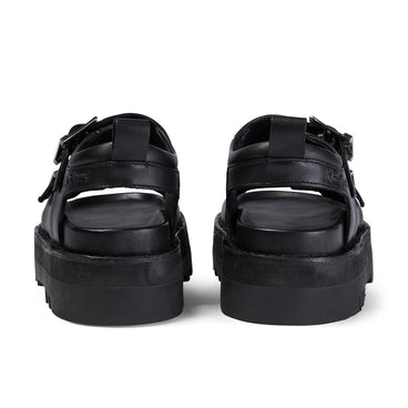 Back view of Adult Women's Knox Lo Buckle Leather Sandal Black