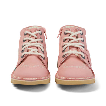 Front view of Junior Unisex Kick Hi Zip Nubuck Light pink