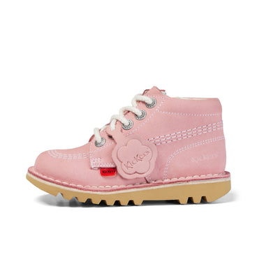 Left side view of Infant Unisex Kick Hi Zip Nubuck Light pink