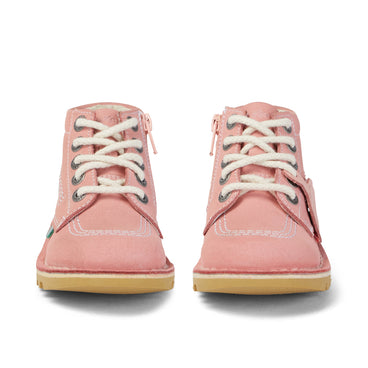 Front view of Infant Unisex Kick Hi Zip Nubuck Light pink