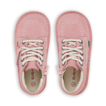 Detail view (Top view mapped) of Infant Unisex Kick Hi Zip Nubuck Light pink