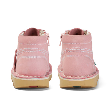 Back view of Infant Unisex Kick Hi Zip Nubuck Light pink
