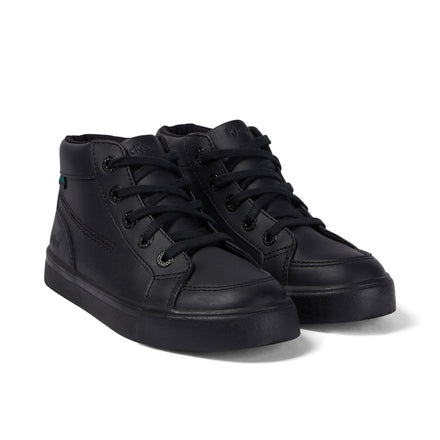 Front ¾ right of Junior Unisex Tovni Hi Leather Black
