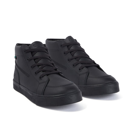 Front ¾ right of Youth Unisex Tovni Hi Leather Black
