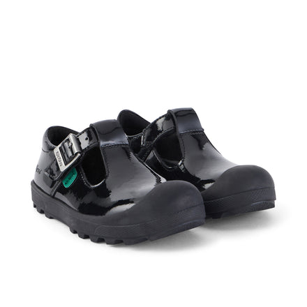 Front ¾ right of Infant Girls Plunk Mj Patent Leather Black