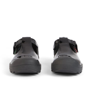 Front view of Junior Girls Plunk MJ Leather Black