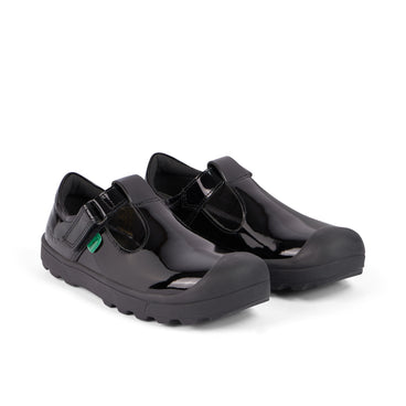 Front ¾ right of Junior Girls Plunk MJ Leather Black