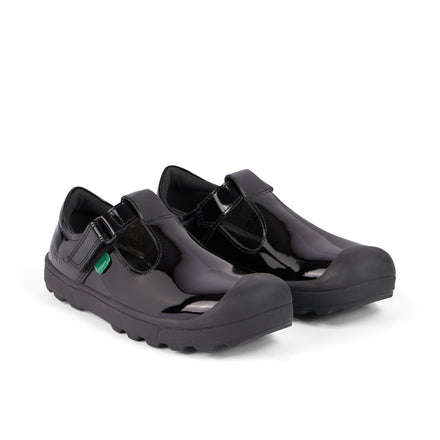 Front ¾ right of Junior Girls Plunk MJ Leather Black