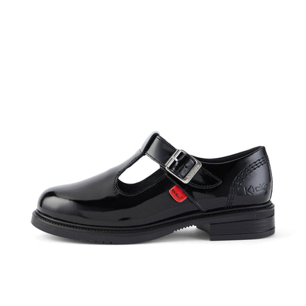 Left side view of Junior Girls Lach T-Bar Patent Leather Black