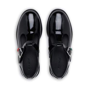 Detail view (Top view mapped) of Junior Girls Lach T-Bar Patent Leather Black