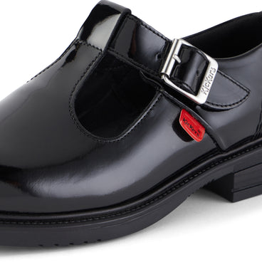 Detail view (close-up) of Junior Girls Lach T-Bar Patent Leather Black