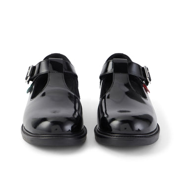 Front view of Youth Womens Lach T-Bar Leather Black