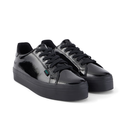Front ¾ right of Adult Womens Tovni Stack Patent Leather Black