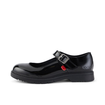 Left side view of Adult Womens Finley MJ Patent Leather Black