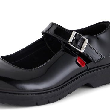 Detail view (close-up) of Adult Womens Finley MJ Patent Leather Black