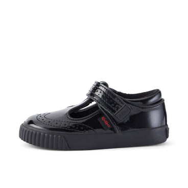 Left side view of Infant Girls Tovni Brogue T-Bar Patent Leather Black