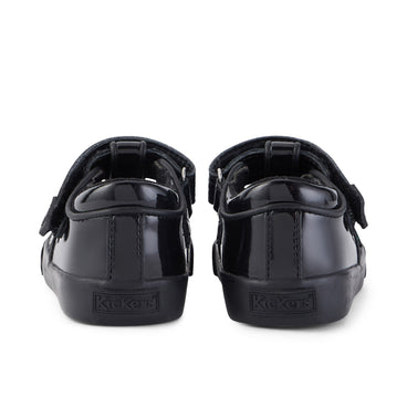 Back view of Infant Girls Tovni Brogue T-Bar Patent Leather Black