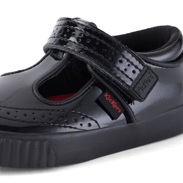 Detail view (close-up) of Infant Girls Tovni Brogue T-Bar Patent Leather Black