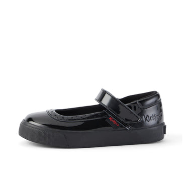 Left side view of Infant Girls Tovni Brogue MJ Patent Leather Black