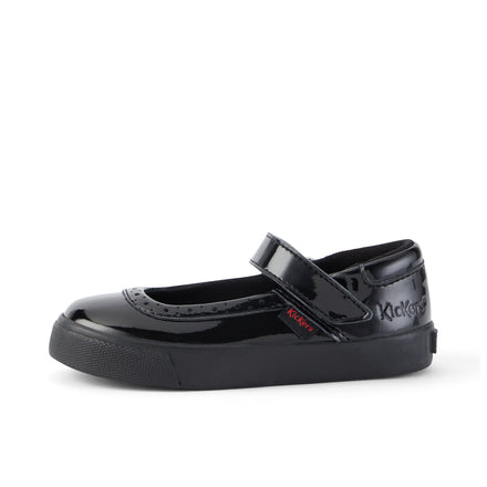 Left side view of Infant Girls Tovni Brogue MJ Patent Leather Black
