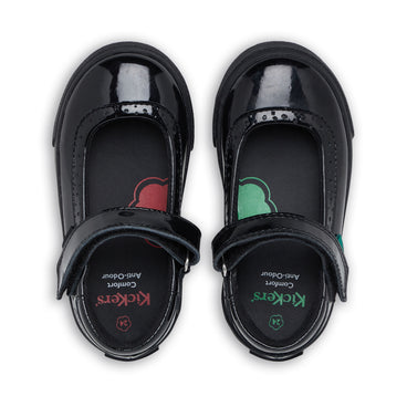 Detail view (Top view mapped) of Infant Girls Tovni Brogue MJ Patent Leather Black