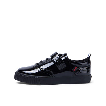 Left side view of Junior Girls Tovni Brogue Shoe Patent Leather Black
