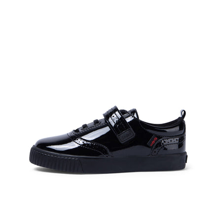 Left side view of Junior Girls Tovni Brogue Shoe Patent Leather Black