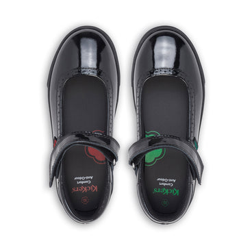 Detail view (Top view mapped) of Junior Girls Tovni Brogue MJ Patent Leather Black