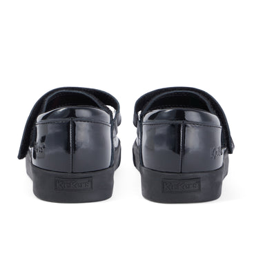 Back view of Junior Girls Tovni Brogue MJ Patent Leather Black