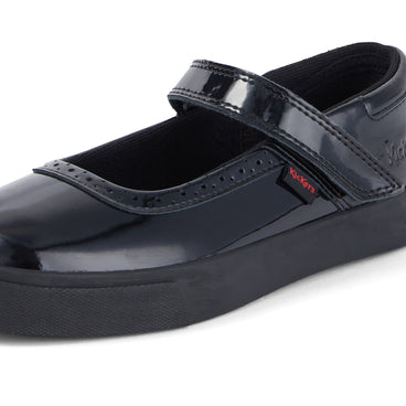 Detail view (close-up) of Junior Girls Tovni Brogue MJ Patent Leather Black