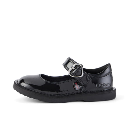 Left side view of Infant Girls Adlar Heart Mj Patent Leather Black