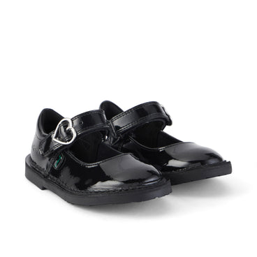 Front ¾ right of Infant Girls Adlar Heart Mj Patent Leather Black