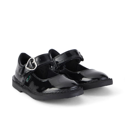 Front ¾ right of Infant Girls Adlar Heart Mj Patent Leather Black