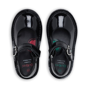 Detail view (Top view mapped) of Infant Girls Adlar Heart Mj Patent Leather Black