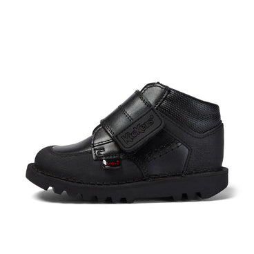 Left side view of Infant Boys Kick Mid Scuff Leather Black