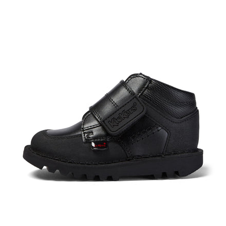 Left side view of Infant Boys Kick Mid Scuff Leather Black