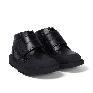 Front ¾ right of Infant Boys Kick Mid Scuff Leather Black