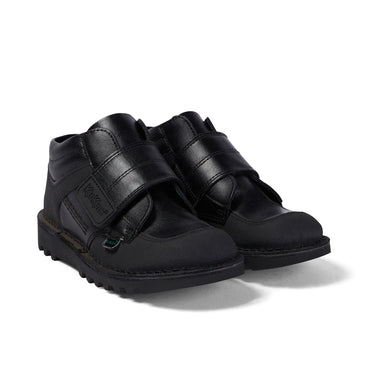Front ¾ right of Junior Boys Kick Mid Scuff Leather Black